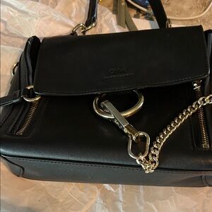 Chic Black Leather Shoulder Bag with Chain by Chloé